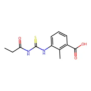 2-Methyl-3-[(propanoylcarbamothioyl)amino]benzoic acid structure