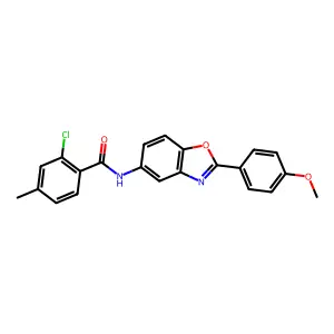 2-chloro-N-[2-(4-methoxyphenyl)-1,3-benzoxazol-5-yl]-4-methylbenzamide structure
