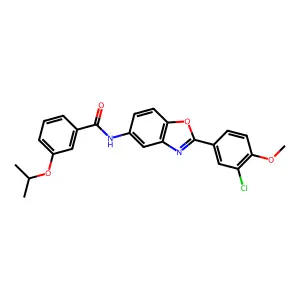N-[2-(3-chloro-4-methoxyphenyl)-1,3-benzoxazol-5-yl]-3-propan-2-yloxybenzamide structure
