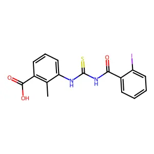 3-({[(2-Iodophenyl)carbonyl]carbamothioyl}amino)-2-methylbenzoic acid structure