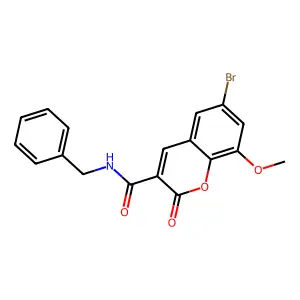 N-benzyl-6-bromo-8-methoxy-2-oxo-2H-chromene-3-carboxamide structure