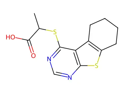 2-(5,6,7,8-Tetrahydro[1]benzothieno[2,3-d]pyrimidin-4-ylsulfanyl)propanoic acid structure