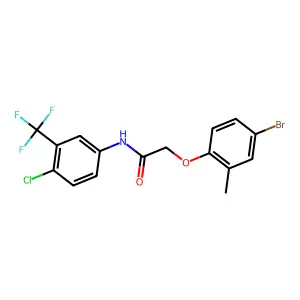 2-(4-bromo-2-methylphenoxy)-N-[4-chloro-3-(trifluoromethyl)phenyl]acetamide structure