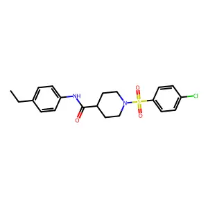 1-(4-chlorophenyl)sulfonyl-N-(4-ethylphenyl)piperidine-4-carboxamide structure