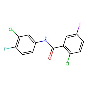 2-chloro-N-(3-chloro-4-fluorophenyl)-5-iodobenzamide structure