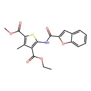 4-O-ethyl 2-O-methyl 5-(1-benzofuran-2-carbonylamino)-3-methylthiophene-2,4-dicarboxylate structure