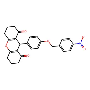 9-[4-[(4-nitrophenyl)methoxy]phenyl]-3,4,5,6,7,9-hexahydro-2H-xanthene-1,8-dione structure