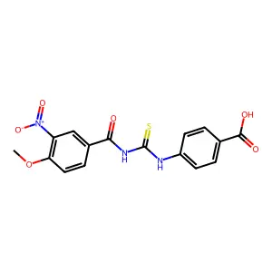 4-({[(4-Methoxy-3-nitrophenyl)carbonyl]carbamothioyl}amino)benzoic acid structure