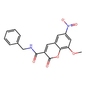 N-benzyl-8-methoxy-6-nitro-2-oxo-2H-chromene-3-carboxamide structure