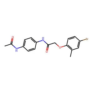 N-[4-(acetylamino)phenyl]-2-(4-bromo-2-methylphenoxy)acetamide structure