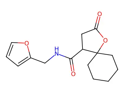 N-(furan-2-ylmethyl)-2-oxo-1-oxaspiro[4.5]decane-4-carboxamide structure