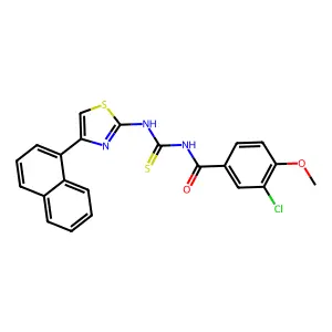 3-chloro-4-methoxy-N-[(4-naphthalen-1-yl-1,3-thiazol-2-yl)carbamothioyl]benzamide structure