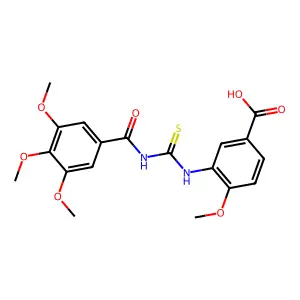 4-Methoxy-3-({[(3,4,5-trimethoxyphenyl)carbonyl]carbamothioyl}amino)benzoic acid structure