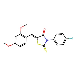 (5Z)-5-(2,4-dimethoxybenzylidene)-3-(4-fluorophenyl)-2-thioxo-1,3-thiazolidin-4-one structure