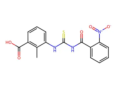 2-Methyl-3-[(2-nitrobenzoyl)carbamothioylamino]benzoic acid structure