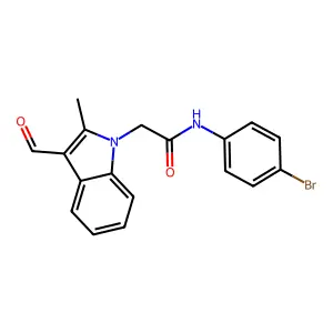 N-(4-bromophenyl)-2-(3-formyl-2-methyl-1H-indol-1-yl)acetamide structure