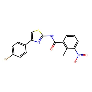 N-[4-(4-bromophenyl)-1,3-thiazol-2-yl]-2-methyl-3-nitrobenzamide structure