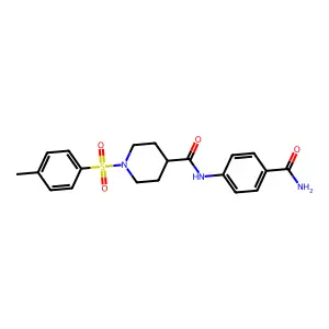 N-(4-carbamoylphenyl)-1-(4-methylphenyl)sulfonylpiperidine-4-carboxamide structure