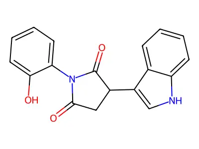 1-(2-hydroxyphenyl)-3-(1H-indol-3-yl)pyrrolidine-2,5-dione structure