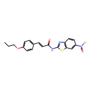 (E)-N-(6-nitro-1,3-benzothiazol-2-yl)-3-(4-propoxyphenyl)prop-2-enamide structure