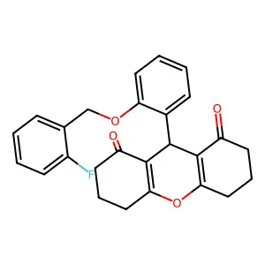 9-[2-[(2-fluorophenyl)methoxy]phenyl]-3,4,5,6,7,9-hexahydro-2H-xanthene-1,8-dione structure