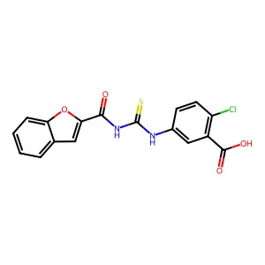 5-{[(1-Benzofuran-2-ylcarbonyl)carbamothioyl]amino}-2-chlorobenzoic acid structure