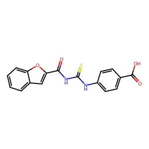 4-{[(1-Benzofuran-2-ylcarbonyl)carbamothioyl]amino}benzoic acid structure