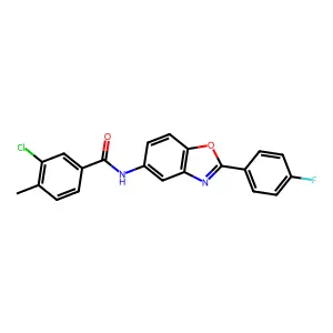 3-chloro-N-[2-(4-fluorophenyl)-1,3-benzoxazol-5-yl]-4-methylbenzamide structure
