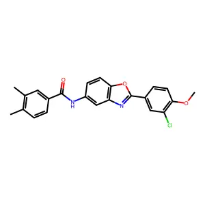 N-[2-(3-chloro-4-methoxyphenyl)-1,3-benzoxazol-5-yl]-3,4-dimethylbenzamide structure