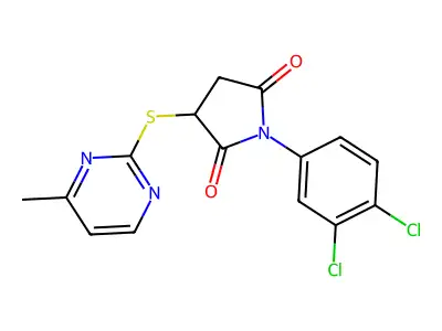 1-(3,4-Dichlorophenyl)-3-[(4-methylpyrimidin-2-yl)sulfanyl]pyrrolidine-2,5-dione structure