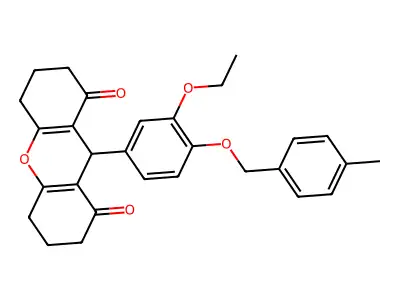 9-[3-ethoxy-4-[(4-methylphenyl)methoxy]phenyl]-3,4,5,6,7,9-hexahydro-2H-xanthene-1,8-dione structure
