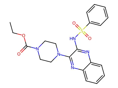 Ethyl 4-(3-benzenesulfonamidoquinoxalin-2-yl)piperazine-1-carboxylate structure