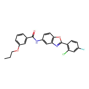 N-[2-(2-chloro-4-fluorophenyl)-1,3-benzoxazol-5-yl]-3-propoxybenzamide structure