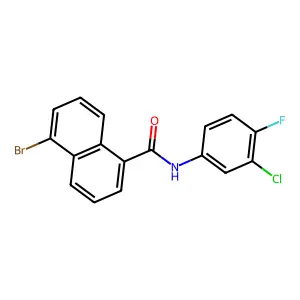 5-bromo-N-(3-chloro-4-fluorophenyl)naphthalene-1-carboxamide structure