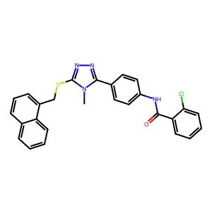 2-chloro-N-[4-[4-methyl-5-(naphthalen-1-ylmethylsulfanyl)-1,2,4-triazol-3-yl]phenyl]benzamide structure