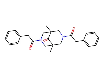 1,5-Dimethyl-3,7-bis(2-phenylacetyl)-3,7-diazabicyclo[3.3.1]nonan-9-one structure