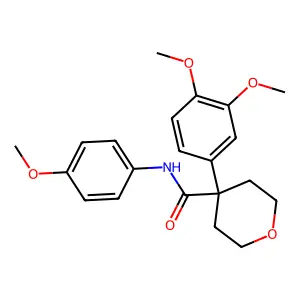 4-(3,4-dimethoxyphenyl)-N-(4-methoxyphenyl)tetrahydro-2H-pyran-4-carboxamide structure