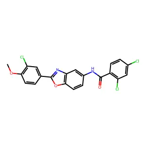 2,4-dichloro-N-[2-(3-chloro-4-methoxyphenyl)-1,3-benzoxazol-5-yl]benzamide structure