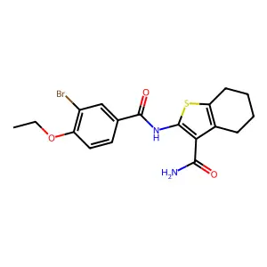 2-[(3-bromo-4-ethoxybenzoyl)amino]-4,5,6,7-tetrahydro-1-benzothiophene-3-carboxamide structure