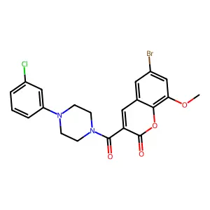 6-Bromo-3-[4-(3-chlorophenyl)piperazine-1-carbonyl]-8-methoxychromen-2-one structure
