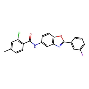 2-chloro-N-[2-(3-iodophenyl)-1,3-benzoxazol-5-yl]-4-methylbenzamide structure