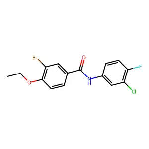 3-bromo-N-(3-chloro-4-fluorophenyl)-4-ethoxybenzamide structure
