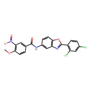 N-[2-(2,4-dichlorophenyl)-1,3-benzoxazol-5-yl]-4-methoxy-3-nitrobenzamide structure