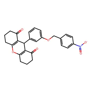 9-[3-[(4-nitrophenyl)methoxy]phenyl]-3,4,5,6,7,9-hexahydro-2H-xanthene-1,8-dione structure