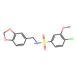 N-(1,3-benzodioxol-5-ylmethyl)-4-chloro-3-methoxybenzenesulfonamide structure