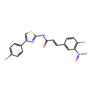 (2E)-3-(4-chloro-3-nitrophenyl)-N-[4-(4-chlorophenyl)-1,3-thiazol-2-yl]prop-2-enamide structure