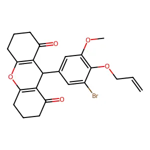 9-(3-bromo-5-methoxy-4-prop-2-enoxyphenyl)-3,4,5,6,7,9-hexahydro-2H-xanthene-1,8-dione structure