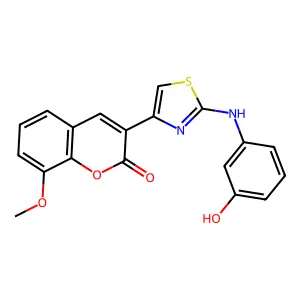 3-(2-((3-hydroxyphenyl)amino)thiazol-4-yl)-8-methoxy-2H-chromen-2-one structure
