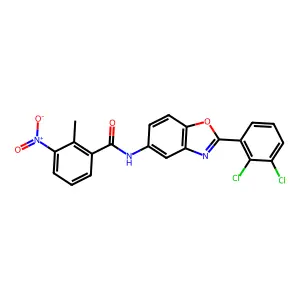 N-[2-(2,3-dichlorophenyl)-1,3-benzoxazol-5-yl]-2-methyl-3-nitrobenzamide structure
