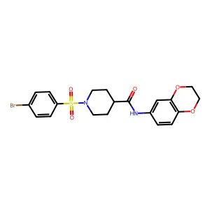 1-(4-bromophenyl)sulfonyl-N-(2,3-dihydro-1,4-benzodioxin-6-yl)piperidine-4-carboxamide structure
